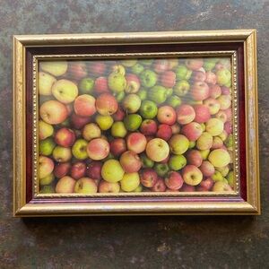 Original Apple Harvest Photograph 5”x7” Print in Golden Red-Rimmed Frame